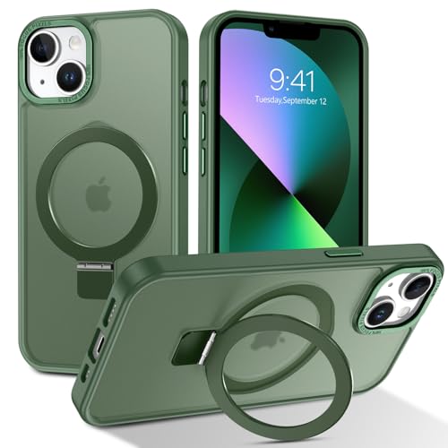 Telaso Magnetische Schutzhülle für iPhone 13 Mini, kompatibel mit Magsafe mit magnetischem Ständer, Ringhalter, durchscheinende matte Rückseite, TPU-Stoßdämpfer, Militärqualität, Schutzhülle für Telaso Magnetische Schutzhülle für iPhone 13 Mini, kompatibel mit Magsafe mit magnetischem Ständer, Ringhalter, durchscheinende matte Rückseite, TPU-Stoßdämpfer, Militärqualität, Schutzhülle für von Telaso