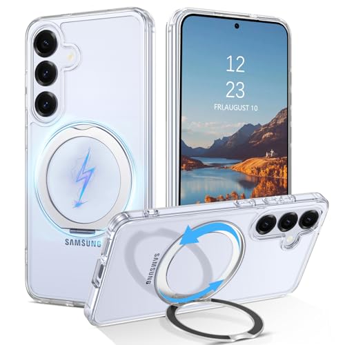 Telaso Schutzhülle für Samsung S25 6,2 Zoll, kompatibel mit MagSafe, 360° drehbarer Ring, unsichtbare Halterung, Anti-Vergilbung, dünn, stoßfest, Schutzhülle für Samsung S25, transparent Telaso Schutzhülle für Samsung S25 6,2 Zoll, kompatibel mit MagSafe, 360° drehbarer Ring, unsichtbare Halterung, Anti-Vergilbung, dünn, stoßfest, Schutzhülle für Samsung S25, transparent von Telaso