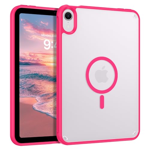 Telaso Schutzhülle für iPad Mini 7 A17 Pro 2024/iPad Mini 6 2021 8,3 Zoll iPad Mini 7. / 6. Generation, durchscheinende, matte Rückseite, weiche TPU-Stoßdämpfer, militärische Qualität, Hot Pink von Telaso