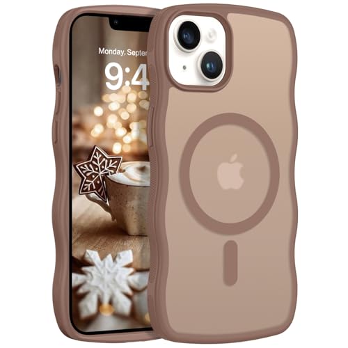 Telaso Schutzhülle für iPhone 13 Mini, kompatibel mit Magsafe-Wellenrahmen-Design, durchscheinende matte Rückseite, Silikon, Stoßfänger, Schutzhülle, magnetische Handyhülle, iPhone 13 Mini, für Frauen von Telaso