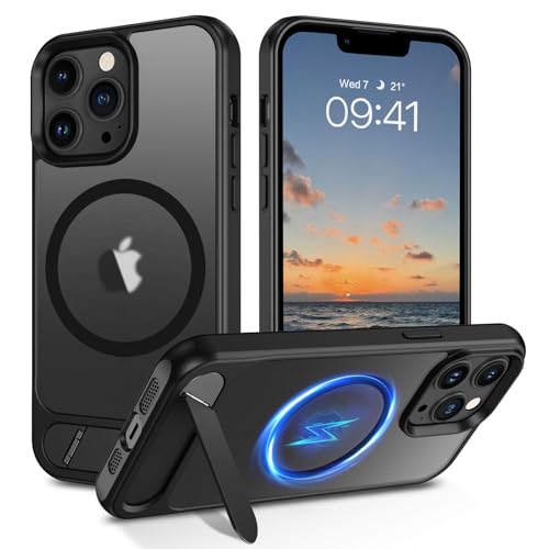 Telaso Schutzhülle für iPhone 13 Pro 6,1 Zoll mit Ständer, kompatibel mit MagSafe, unsichtbarer Ständer, durchscheinende matte Schutzhülle dünn, stoßfest, Anti-Fingerabdruck, kratzfest, Handy Case von Telaso
