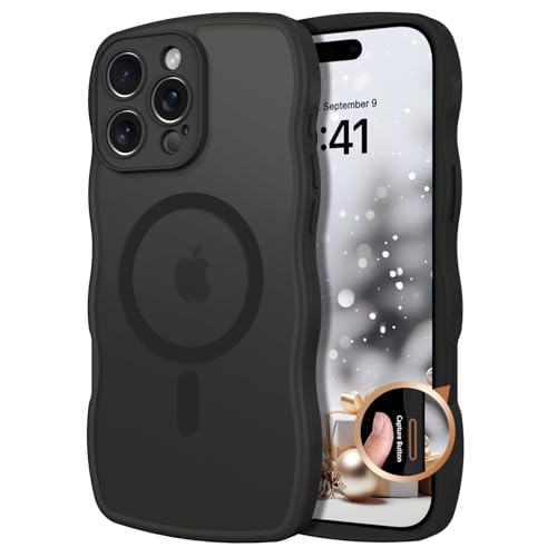 Telaso Schutzhülle für iPhone 16 Pro, kompatibel mit Magsafe Wave Frame Design, durchscheinende matte Rückseite, TPU-Stoßfänger, Schutzhülle, magnetische Handyhülle, iPhone 16 Pro, Schwarz Telaso Schutzhülle für iPhone 16 Pro, kompatibel mit Magsafe Wave Frame Design, durchscheinende matte Rückseite, TPU-Stoßfänger, Schutzhülle, magnetische Handyhülle, iPhone 16 Pro, Schwarz von Telaso