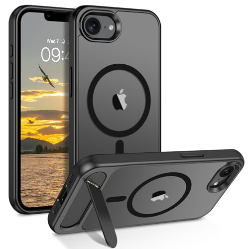 Telaso Schutzhülle für iPhone 16e 6.1, kompatibel mit MagSafe, unsichtbarer Ständer, transparent, matt, dünn, stoßfest, Schutzhülle für iPhone SE 2025, Anti-Fingerabdruck, kratzfest, Schwarz Telaso Schutzhülle für iPhone 16e 6.1, kompatibel mit MagSafe, unsichtbarer Ständer, transparent, matt, dünn, stoßfest, Schutzhülle für iPhone SE 2025, Anti-Fingerabdruck, kratzfest, Schwarz von Telaso