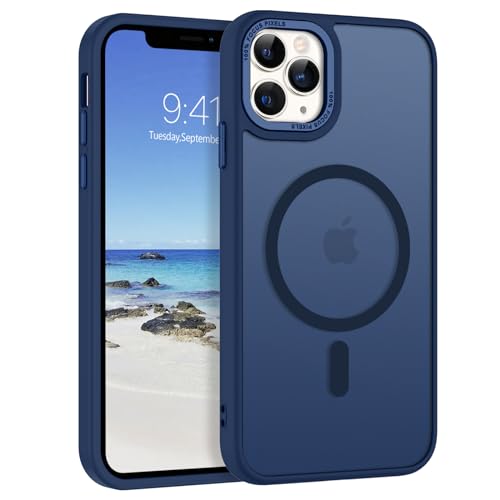 Telaso iPhone 11 Pro Hülle, iPhone 11 Pro Handyhülle Kompatibel mit Magsafe Wireless Charging Translucent Matte Slim Anti-Rutsch Military Grade Protective Magnetic iPhone 11 Pro Case, Navy Blue von Telaso