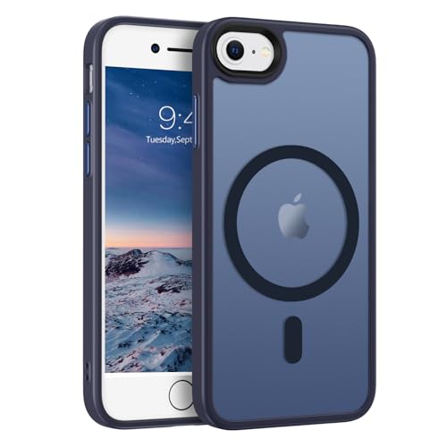 Telaso iPhone SE 2022 Hülle, iPhone SE 2020 Hülle, iPhone 8/7 Hülle, kompatibel mit Magsafe Translucent Matte Back Full Body Anti-Scratch Anti-Gelb Schutzhülle für iPhone SE, Marineblau von Telaso