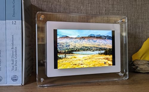 Digitaler Bilderrahmen 7 Zoll aus Acryl, Automatische Drehung, 1024 x 600 IPS, 4GB Speicher, 1500 mAh Akku von Tele Video