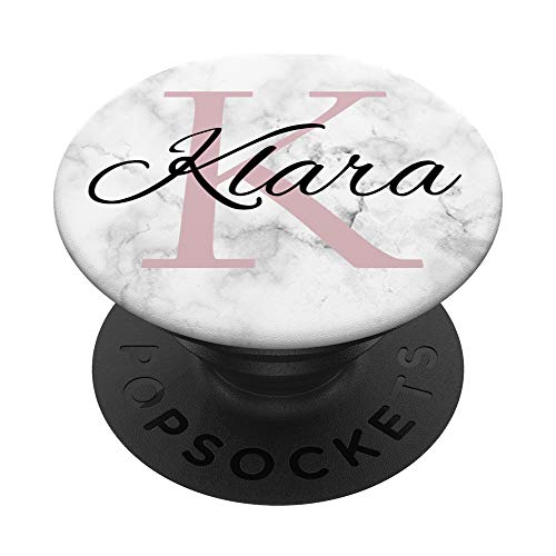 Klara Rose Rosa Monogramm Buchstabe K Mädchen personalisiert - PopSockets Ausziehbarer Sockel und Griff für Smartphones und Tablets von Telefon 4 U Designs