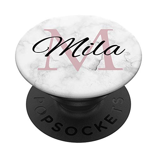 Mila Rose Pink Monogramm Buchstabe M Mädchen personalisiert PopSockets PopGrip: Ausziehbarer Sockel und Griff für Handys/Tablets mit Tauschbarem Top von Telefon 4 U Designs