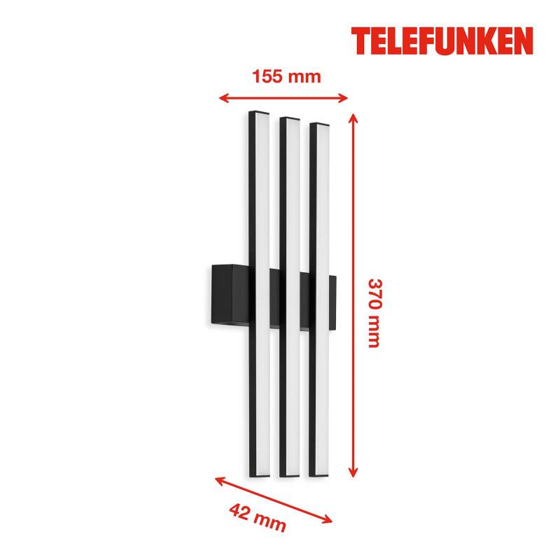 LED-Außenwandleuchte Graz direkt 3-flg. schwarz von Telefunken