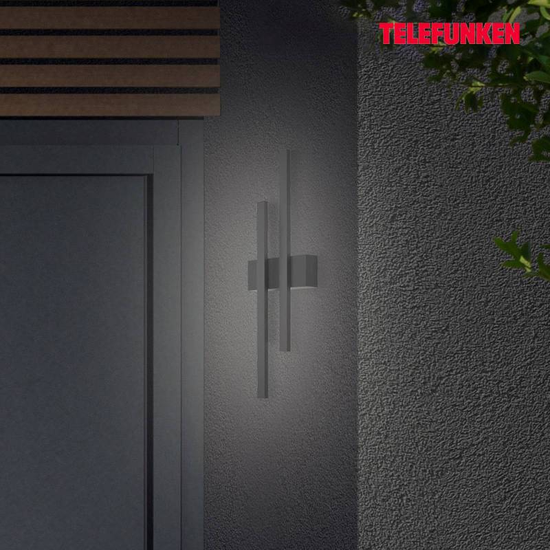 LED-Außenwandleuchte Graz indirekt 2-flg. schwarz von Telefunken