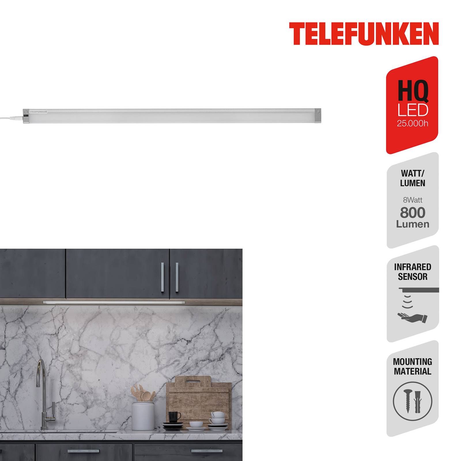 LED-Unterbauleuchte Zeus, Länge 57 cm von Telefunken