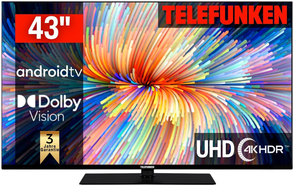 Telefunken D43V950M2CWH LED-Fernseher (108 cm/43 Zoll, 4K Ultra HD, Smart-TV, Dolby Atmos,USB-Recording,Google Assistent,Android-TV) von Telefunken