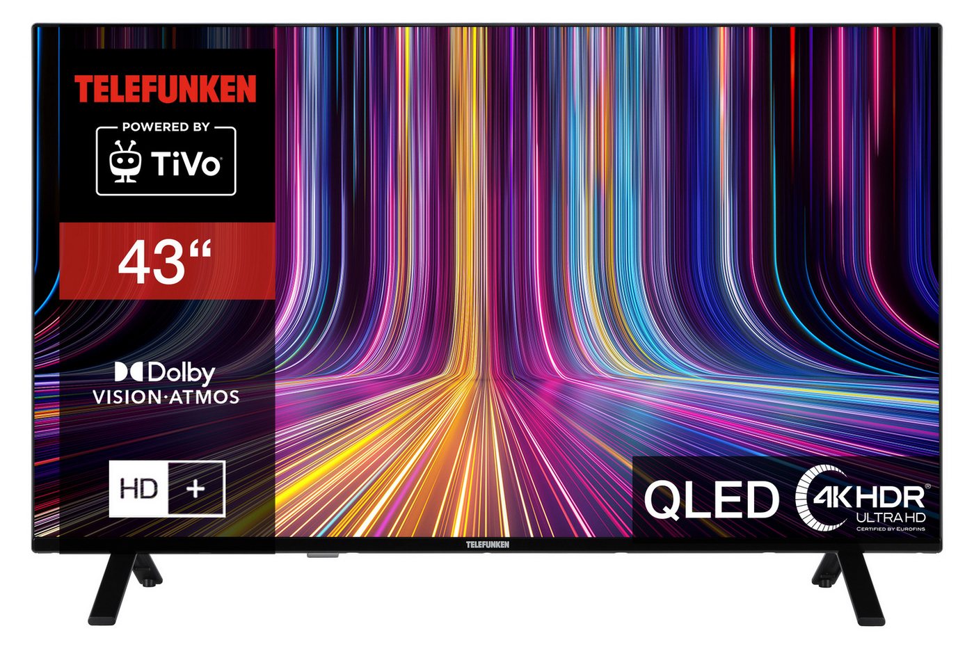 Telefunken QU43TO750S QLED-Fernseher (108 cm/43 Zoll, 4K Ultra HD, TiVo Smart TV, TiVo Smart TV, HDR Dolby Vision, Dolby Atmos, HD+, Triple-Tuner) von Telefunken
