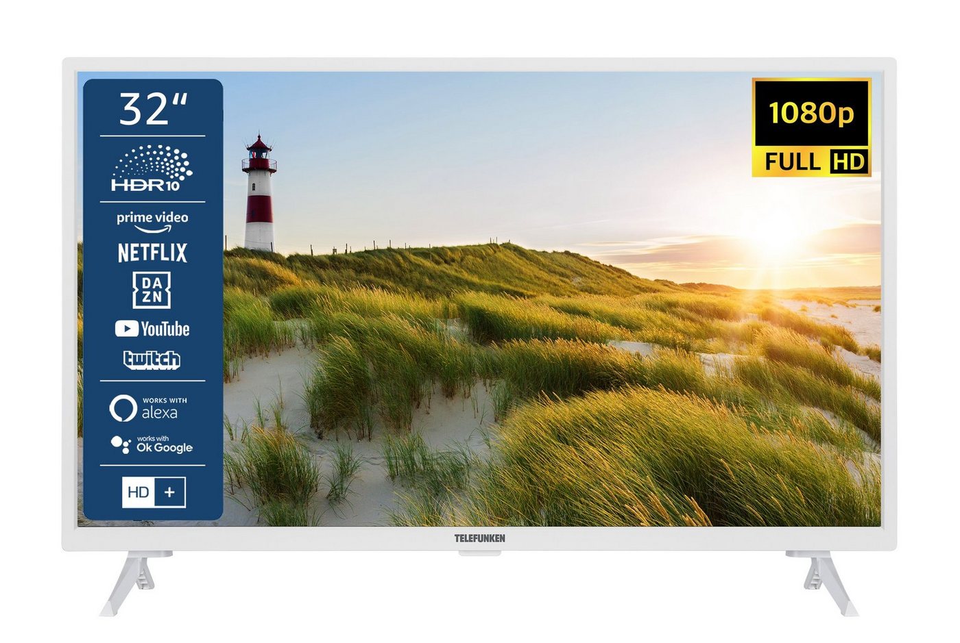 Telefunken XF32SN550S-W LCD-LED Fernseher (80 cm/32 Zoll, Full HD, Smart TV, HDR, Triple-Tuner - 6 Monate HD+ gratis) von Telefunken