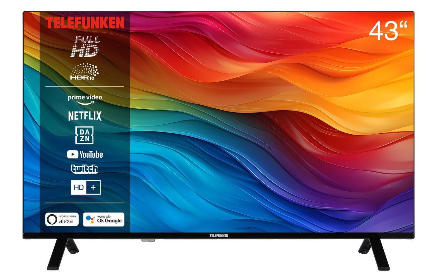Telefunken XF43SN750S LCD-LED Fernseher (108 cm/43 Zoll, Full HD, Smart TV, Triple-Tuner, HDR, 6 Monate HD+ inklusive) von Telefunken