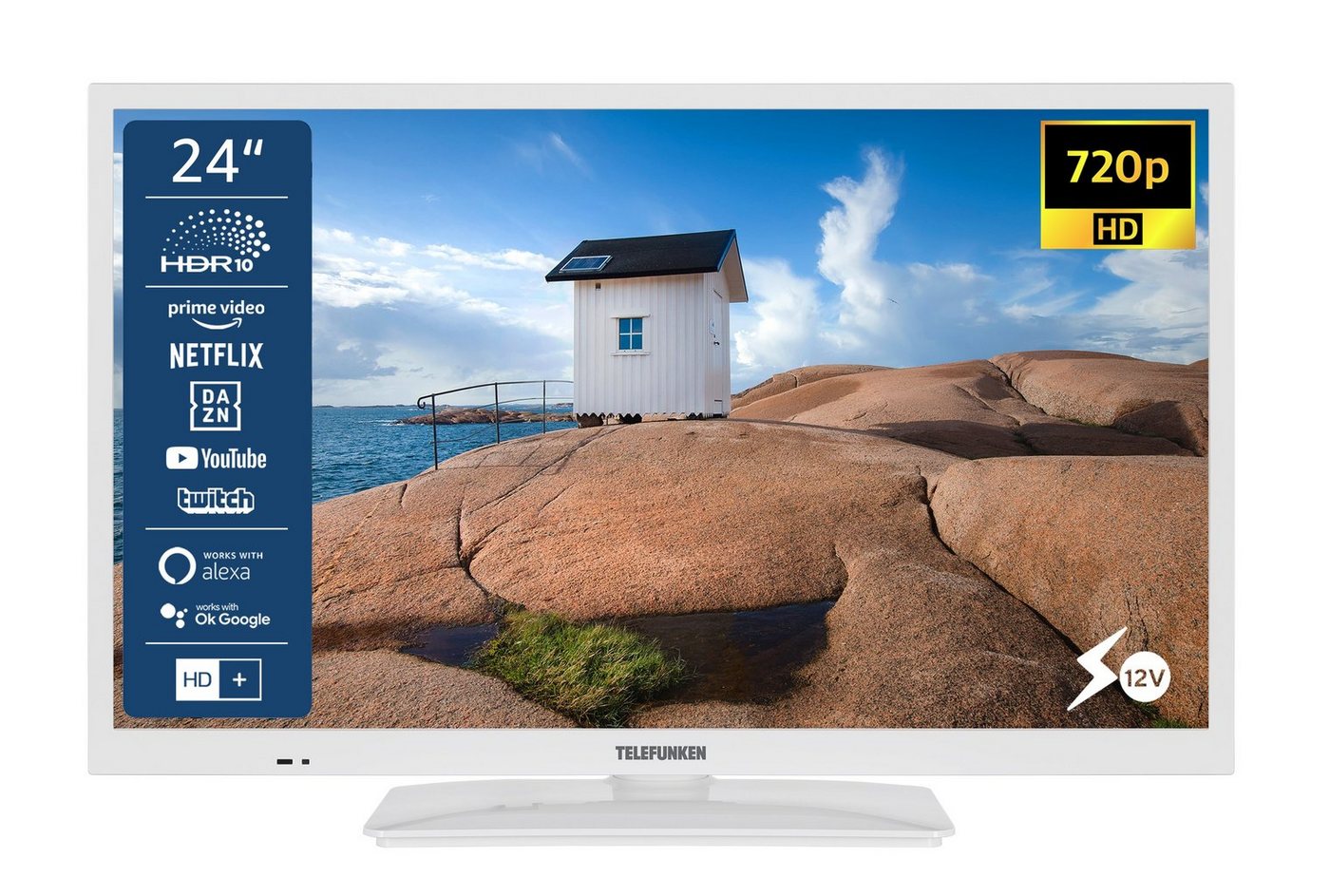 Telefunken XH24SN550MV-W LCD-LED Fernseher (60 cm/24 Zoll, HD-ready, Smart TV, 12 Volt Anschluss, Triple-Tuner, 6 Monate HD+ gratis) von Telefunken