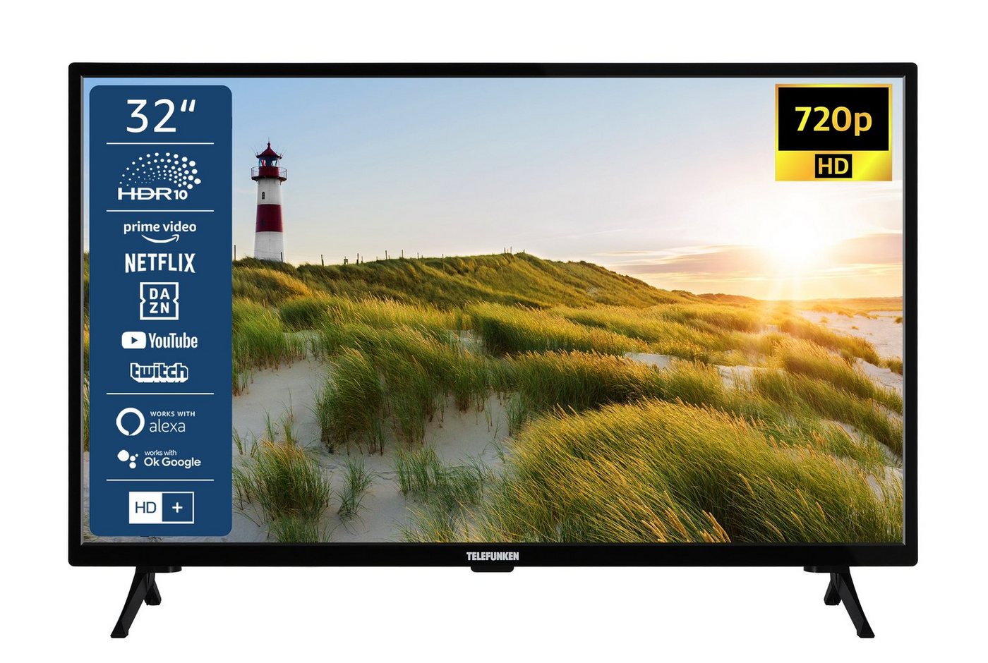 Telefunken XH32SN550S LCD-LED Fernseher (80 cm/32 Zoll, HD-ready, Smart TV, HDR, Triple-Tuner, Dolby Audio - 6 Monate HD+ gratis) von Telefunken