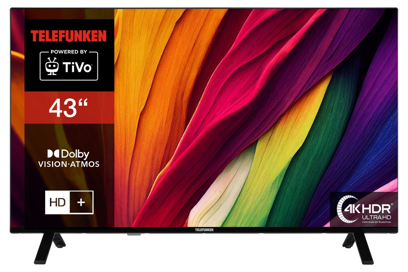 Telefunken XU43TO750S LCD-LED Fernseher (108 cm/43 Zoll, 4K Ultra HD, Smart TV powered by TiVo, Smart TV powered by TiVo, HDR Dolby Vision, Triple-Tuner, 6 Monate HD) von Telefunken