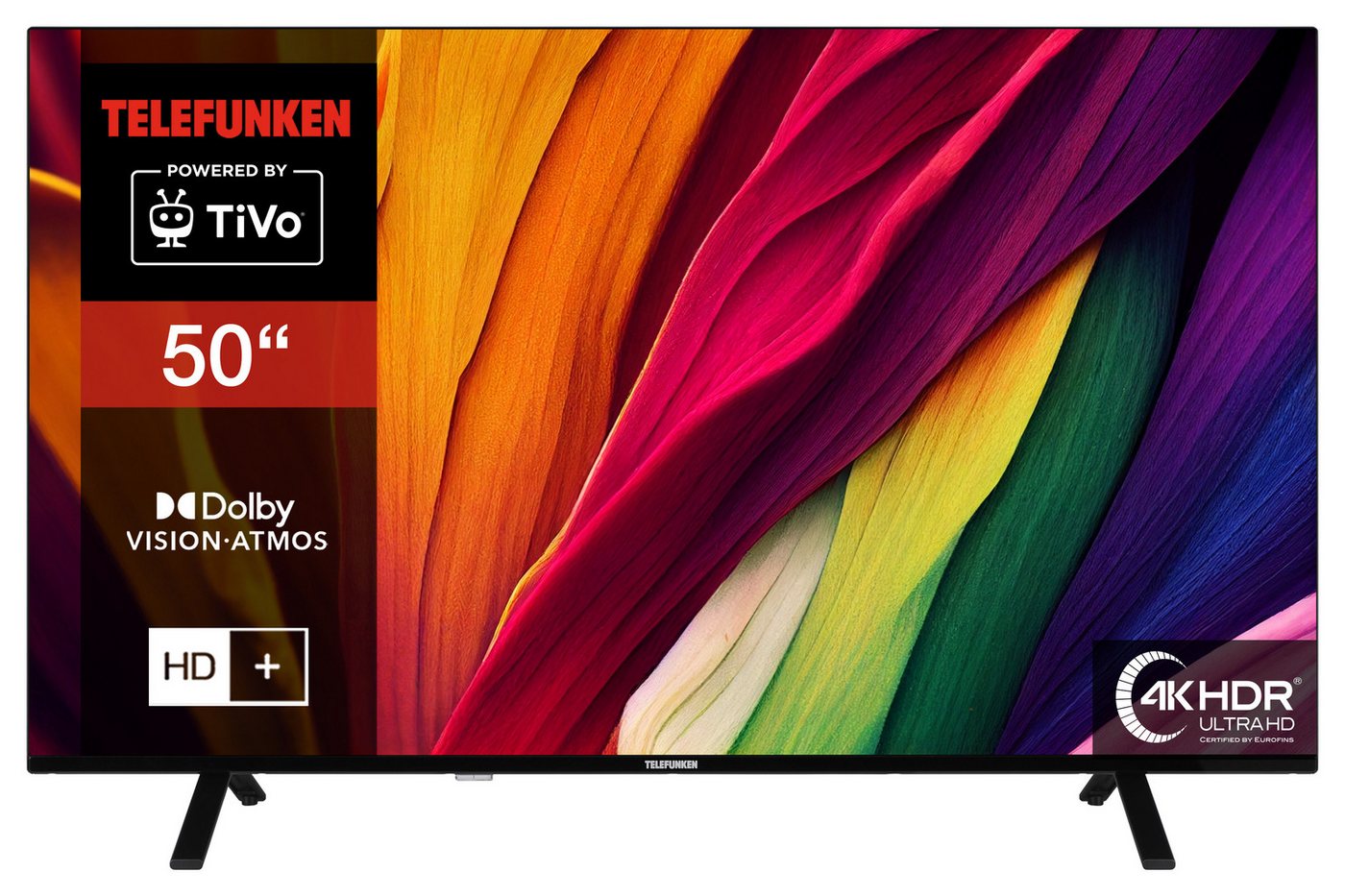 Telefunken XU50TO750S LCD-LED Fernseher (126 cm/50 Zoll, 4K Ultra HD, TiVo Smart TV, TiVo Smart TV, HDR Dolby Vision, Dolby Atmos, HD+, Triple-Tuner) von Telefunken