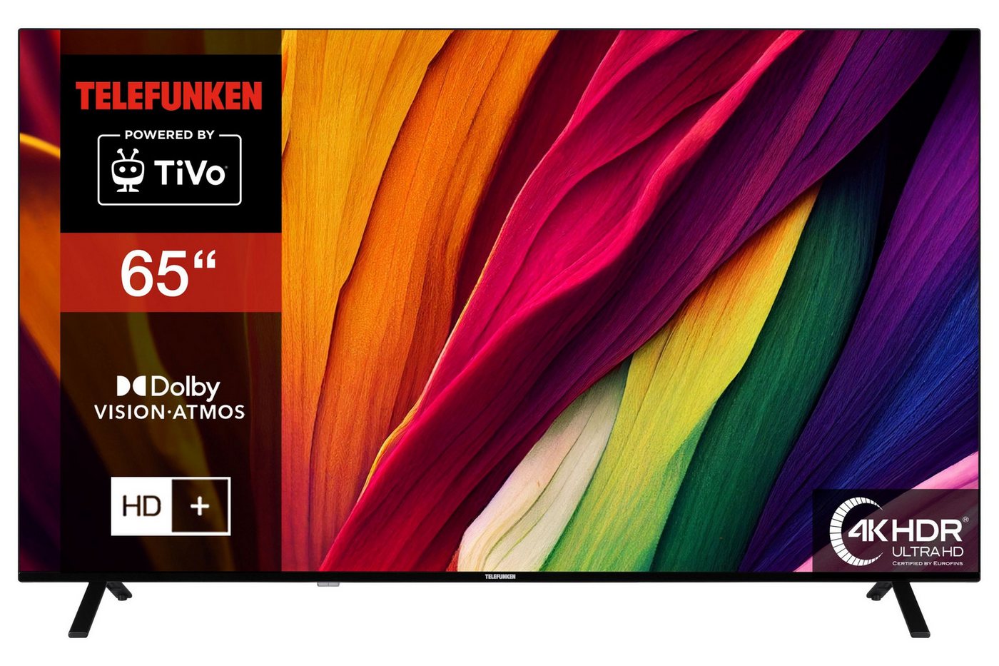 Telefunken XU65TO750S LCD-LED Fernseher (164 cm/65 Zoll, 4K Ultra HD, Smart TV powered by TiVo, Smart TV powered by TiVo, HDR Dolby Vision, Triple-Tuner, 6 Monate HD) von Telefunken
