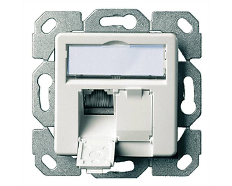 Telegärtner Dose AMJ45 UP/50 2x RJ-45 Kat.5e (Class D) Netzwerk-Panel (bestückt, 2 Ports, alpinweiss) von Telegärtner