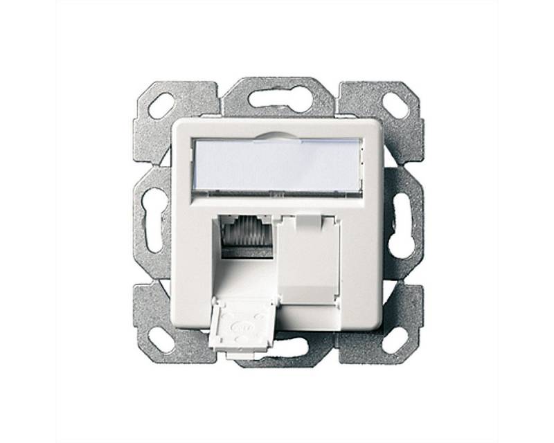 Telegärtner Dose AMJ45 UP/50 2x RJ-45 Kat.6A (Class EA) Netzwerk-Panel (bestückt, 2 Ports, perlweiss) von Telegärtner