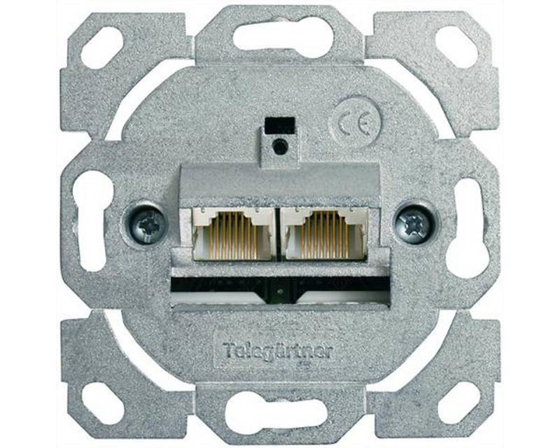 Telegärtner Dose AMJ45 ohne Zentralplatte Netzwerk-Panel (bestückt, 2 Ports, 2x RJ-45 Kat.5e (Class D) von Telegärtner