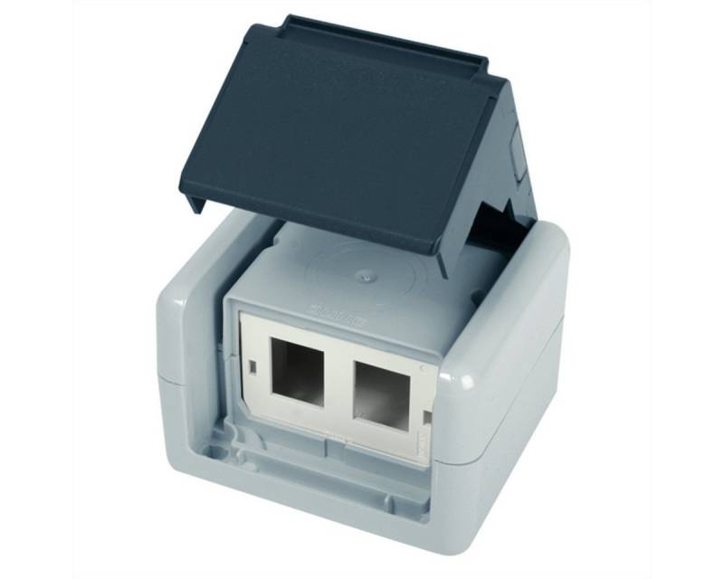 Telegärtner Gehäuse AP IP44,75x86x58, grau Netzwerk-Panel (bestückt, mit Mont-Einsatz für 2xAMJ-Modul) von Telegärtner