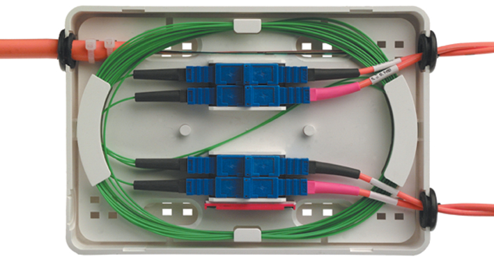 Telegärtner Micro-Spleißbox, 4 x SC Duplex Kupplung von Telegärtner