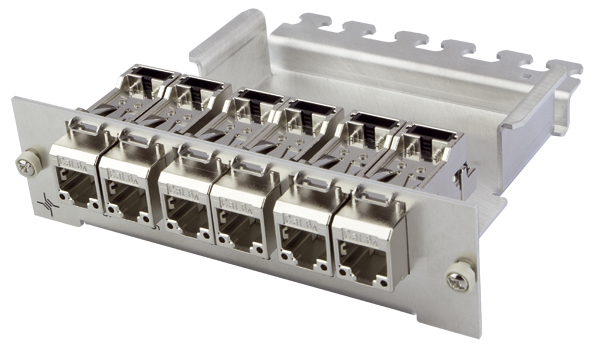 Telegärtner Modulträger mit 6 AMJ-S Modulen, 3 HE, 7 TE von Telegärtner