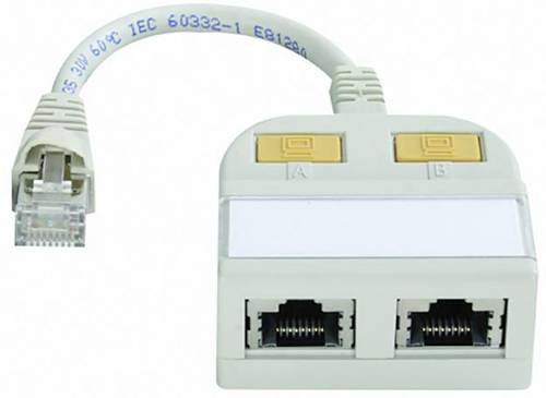 Telegärtner RJ45 Netzwerk, ISDN Y-Adapter [1x RJ45-Stecker - 2x RJ45-Buchse] 15.00cm Lichtgrau (RAL von Telegärtner