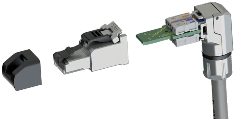 Telegärtner RJ45-Stecker MFP8 Kat.6A(tief), gewinkelt, T568B von Telegärtner