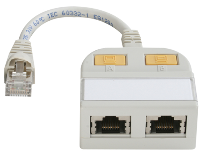 Telegärtner T-Adapter mit Kabelanschluß Kat.5e, 10BaseT/ISDN von Telegärtner