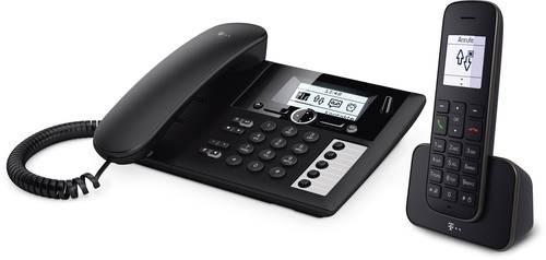 Telekom PA 207 plus 1 DECT Schnurloses Telefon analog Anrufbeantworter, inkl. Mobilteil Schwarz von Telekom