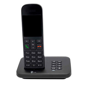 Telekom Sinus A12 Schnurloses Telefon mit Anrufbeantworter schwarz von Telekom