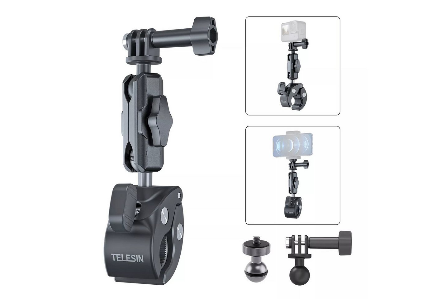 Telesin 360°Fahrrad Motorrad Lenkerhalterung Halter mit Adapter Für GoPro12 11 Action Cam-Halterung Telesin 360°Fahrrad Motorrad Lenkerhalterung Halter mit Adapter Für GoPro12 11 Action Cam-Halterung von Telesin