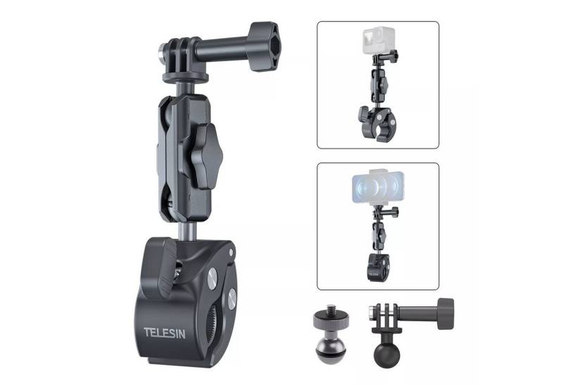 Telesin 360°Fahrrad Motorrad Lenkerhalterung Halter mit Adapter Für GoPro12 11 Action Cam-Halterung von Telesin