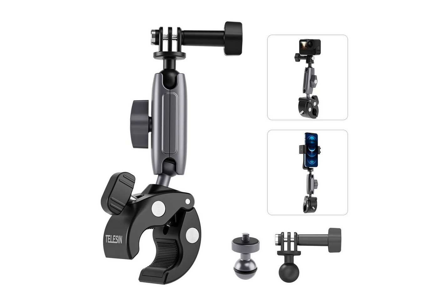 Telesin Fahrrad Halter für GoPro HERO 12 11 360° Motorrad Lenkerhalterung Action Cam-Halterung Telesin Fahrrad Halter für GoPro HERO 12 11 360° Motorrad Lenkerhalterung Action Cam-Halterung von Telesin