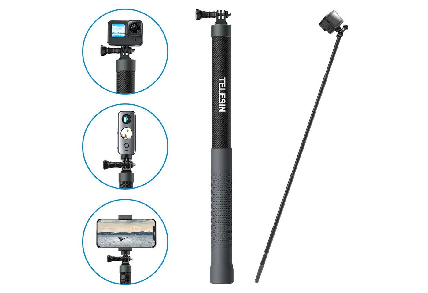Telesin Selfie-Stick Selfie Stick aus Kohlefaser Teleskop Monopod für Handy GoPro Insta360 Telesin Selfie-Stick Selfie Stick aus Kohlefaser Teleskop Monopod für Handy GoPro Insta360 von Telesin