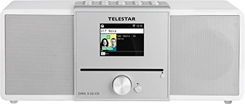 Telestar DIRA S 32i CD - Internetradio/DAB+ Digitalradio (Stereo, UKW/DAB/DAB+, CD Player, WLAN, LAN, Bluetooth, Streaming (Amazon Music, Napster UVM.), USB Recording, DSP Sound) weiß von Telestar
