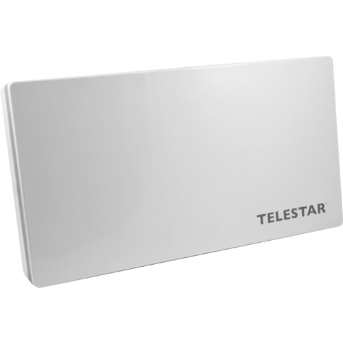 Telestar Digiflat 2 Twin Sat Flachantenne für 2 Teilnehmer (LNB: 0,2dB, 33,7 dBi Gewinn, Fenster-Wand/Masthalterung, Kompass, Montagewerkzeug) Hellgrau von Telestar
