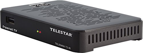 Telestar Telemini T2 IR DVB-T2 / DVB-C HD Receiver mit Irdeto Entschlüsselung (inkl. 3 Monate Freenet TV, H.265/HEVC, Kabel Epmfang,, HDMI, AV-Out,LAN, USB) schwarz von Telestar