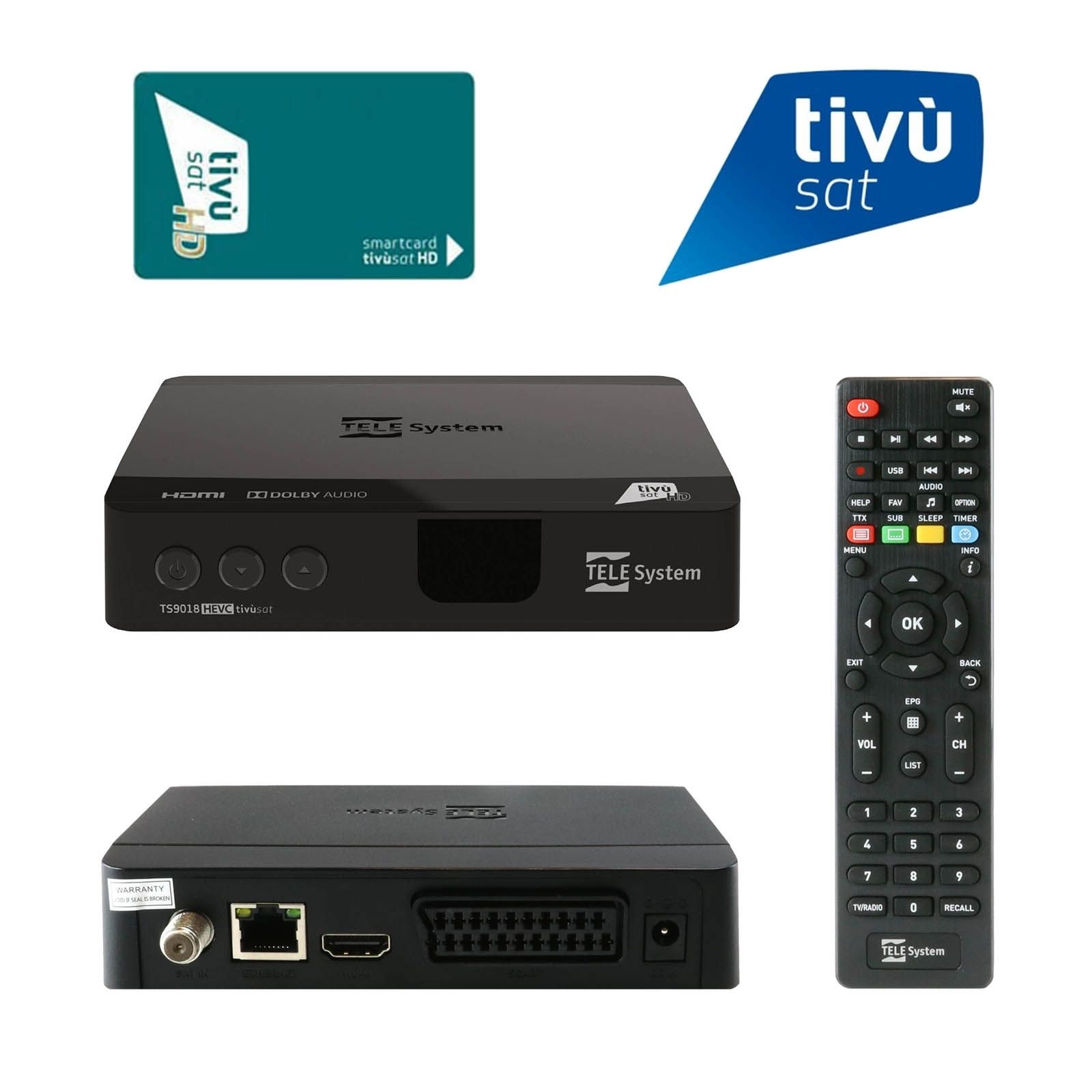 Telesystem TS9018 Full HD HEVC H.265 Smartcard HDMI DVB-S2 Sat Receiver mit aktiver Tivusat HD Karte von Telesystem