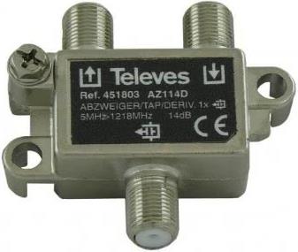 TELEVES AZ114D 1-fach Abzweiger 5-1218 MHz 14dB (451803) von Televes