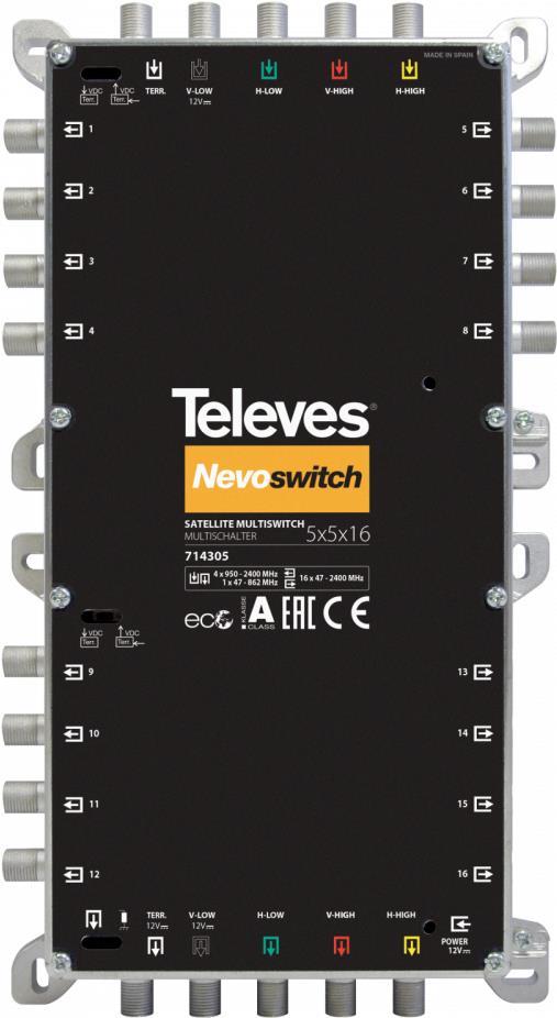 Televes 714404 Satblock-Verteilung 5 Eingänge 12 Ausgänge (MS512NCQ) von Televes
