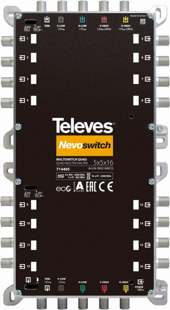 Televes 714405 Satblock-Verteilung 5 Eingänge 16 Ausgänge (MS516NCQ) von Televes