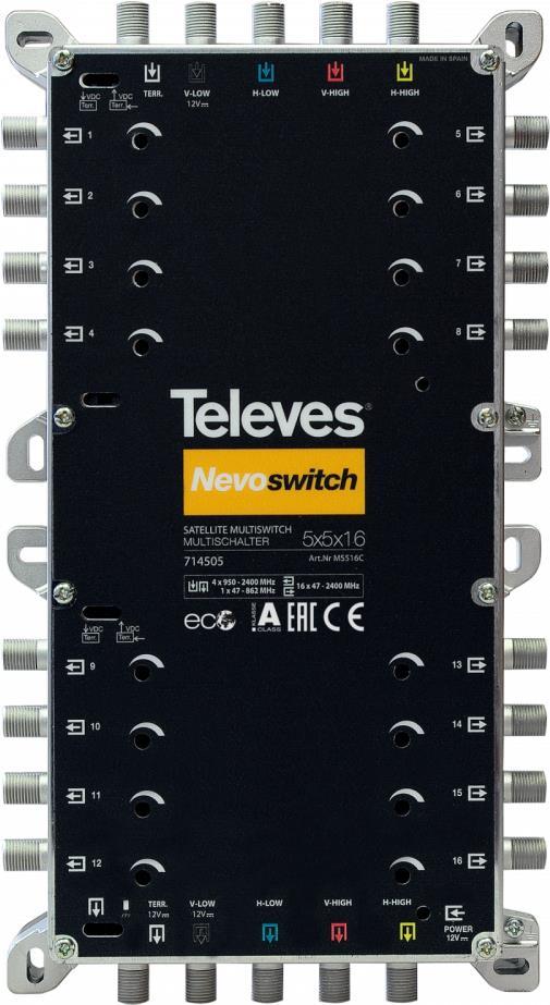 Televes 714505 Satblock-Verteilung 5 Eingänge 16 Ausgänge (714505) von Televes