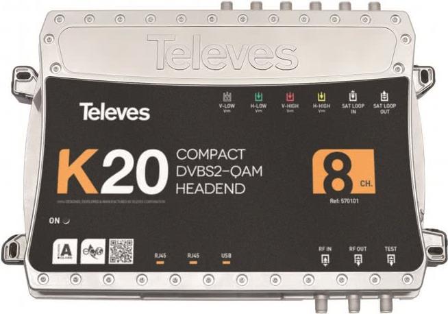 Televes K20-8 Kompaktkopfstelle 8Transponder DVB-S2 QAM (570101) von Televes