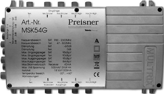 Televes MSK54G Kabel-Splitter-/Verbinder Grau Kabelspalter oder -kombinator (MSK54G) von Televes