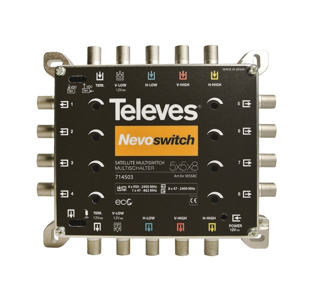 Televes Televes MS58C Nevoswitch Multischalter für Signalverteilung. SAT-Receiver (kompakte Bauweise für einfache Installation) von Televes